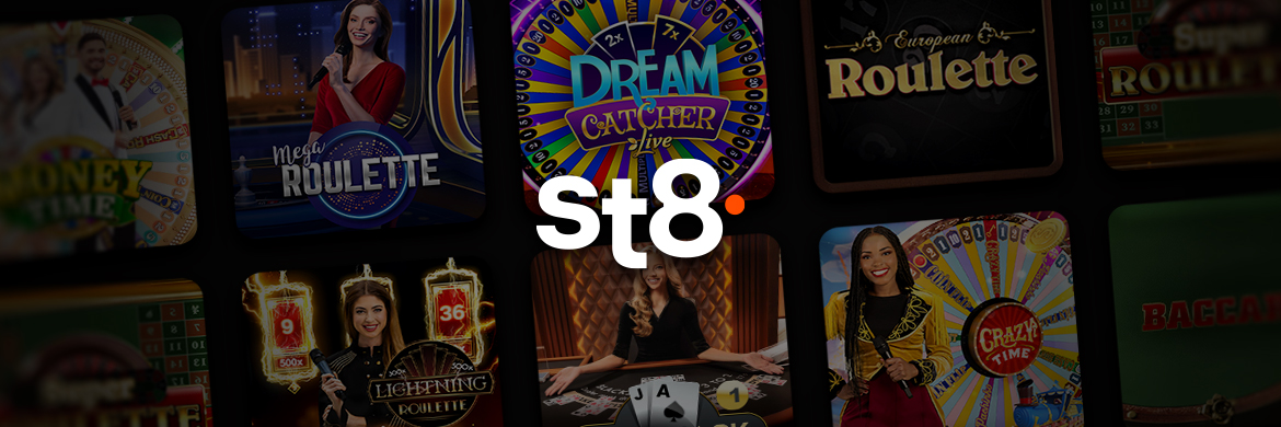 St8.io casino aggregator showcasing top live casino games