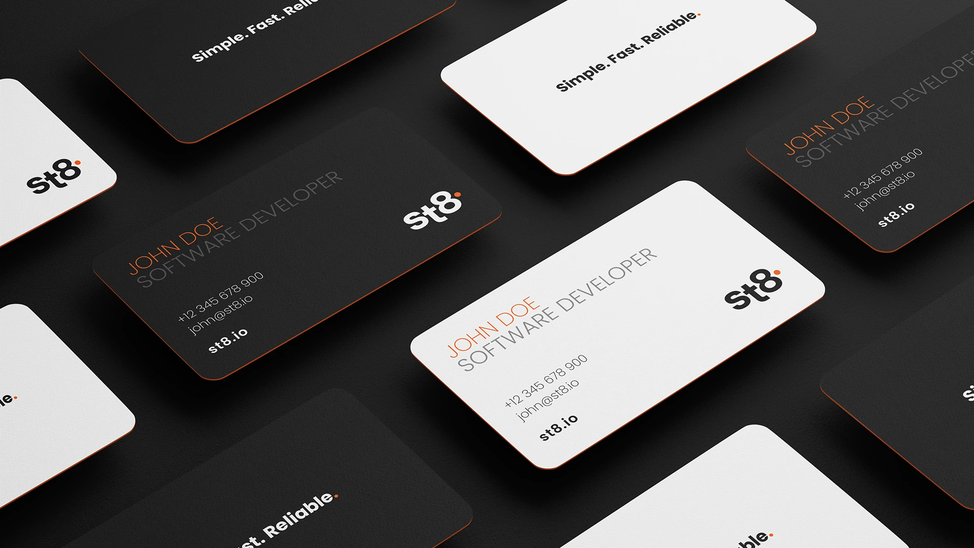St8 brand in practice image business cards.